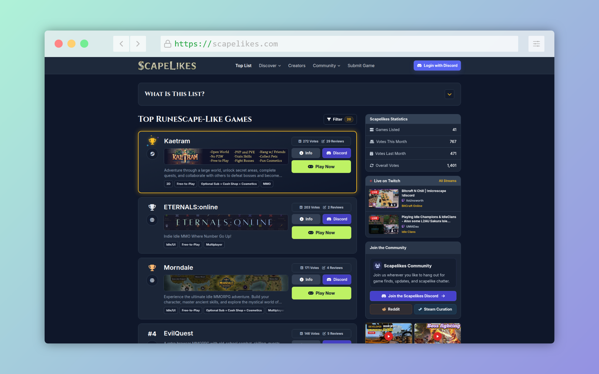 Scapelikes RuneScape-like games directory