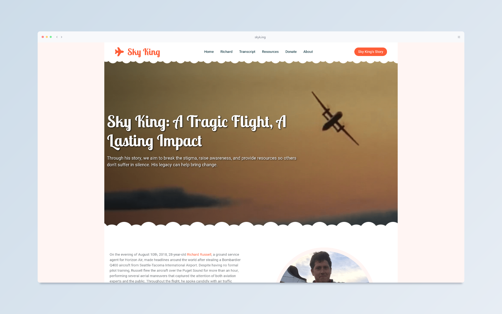 Sky King: Richard Russell's story and mental health resources